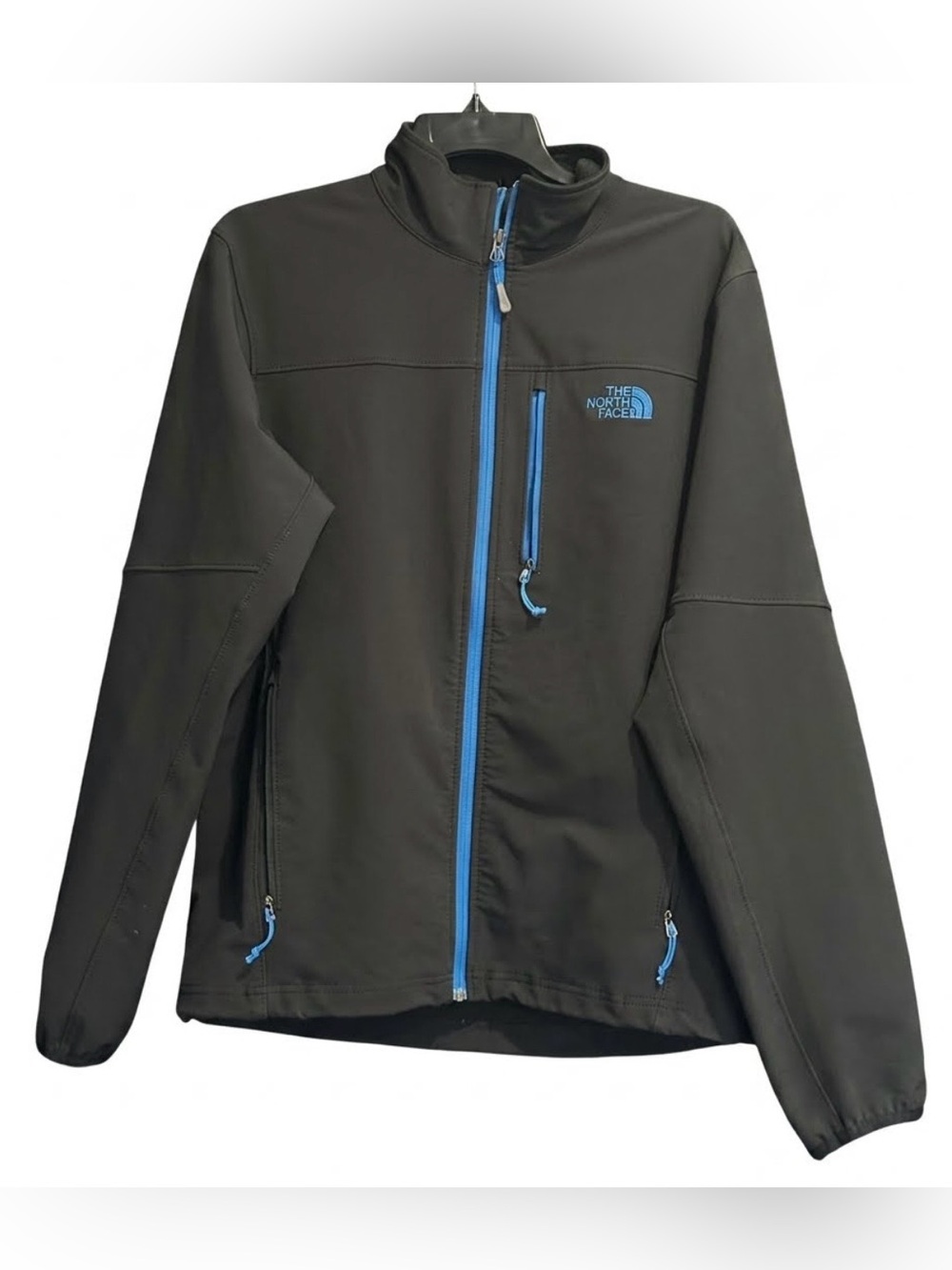 The North Face Mens Medium Apex Bionic Soft Shell Jacket Black Blue Windproof